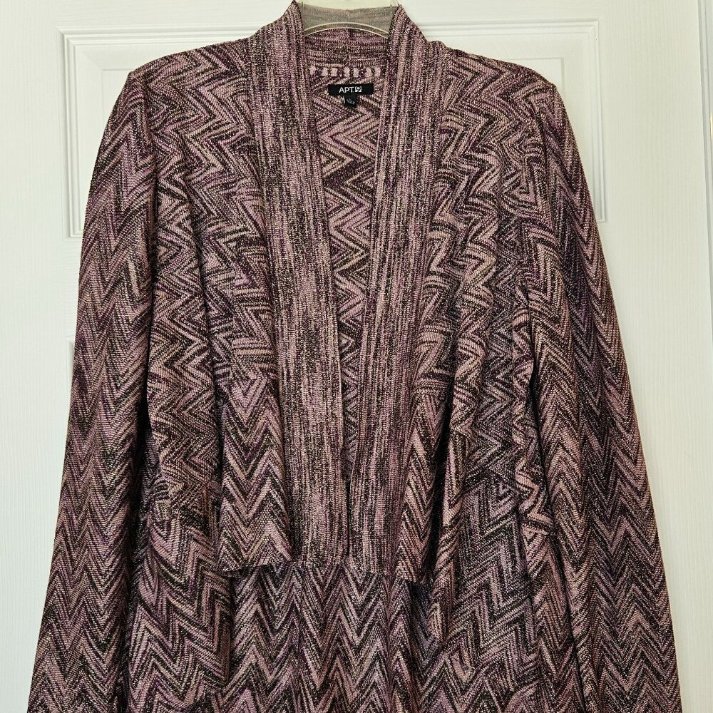 Apt. 9 Purple Zigzag Open Front Cardigan – L
